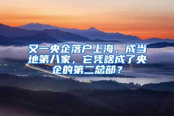又一央企落户上海，成当地第八家，它凭啥成了央企的第二总部？
