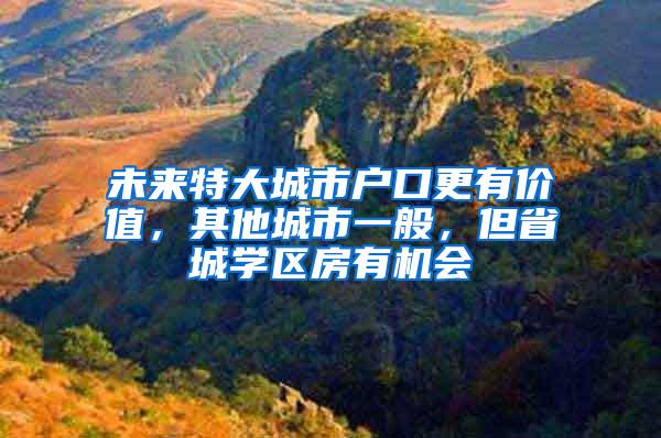 未来特大城市户口更有价值，其他城市一般，但省城学区房有机会