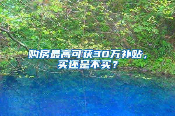 购房最高可获30万补贴，买还是不买？