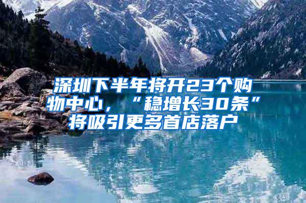 深圳下半年将开23个购物中心，“稳增长30条”将吸引更多首店落户