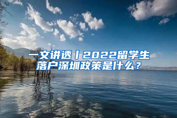 一文讲透丨2022留学生落户深圳政策是什么？