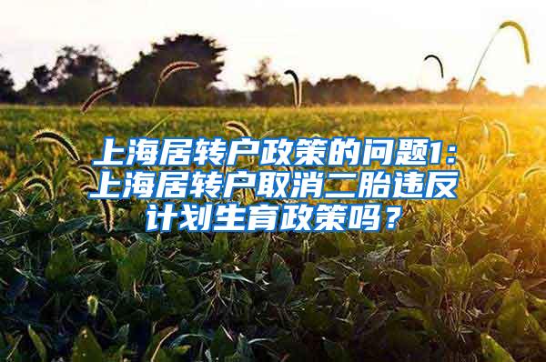 上海居转户政策的问题1：上海居转户取消二胎违反计划生育政策吗？
