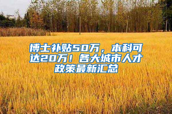 博士补贴50万，本科可达20万！各大城市人才政策最新汇总