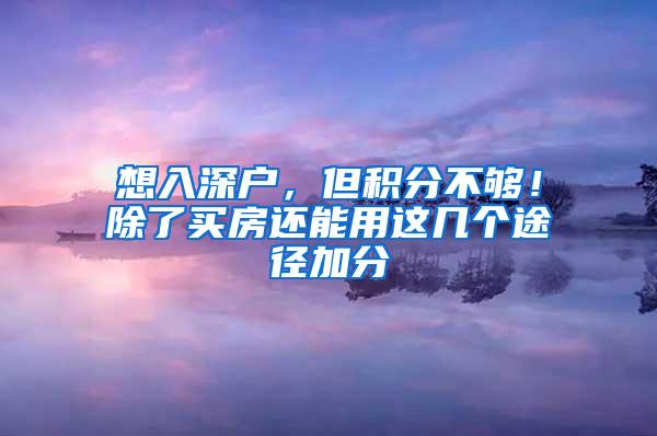 想入深户，但积分不够！除了买房还能用这几个途径加分