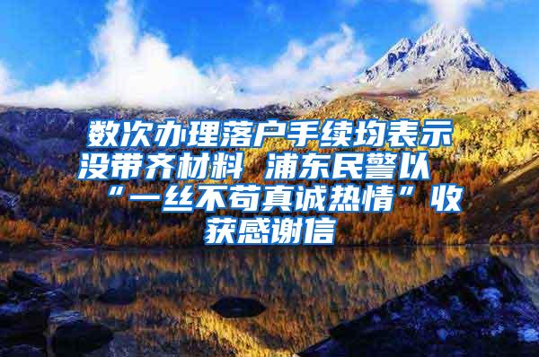 数次办理落户手续均表示没带齐材料 浦东民警以“一丝不苟真诚热情”收获感谢信