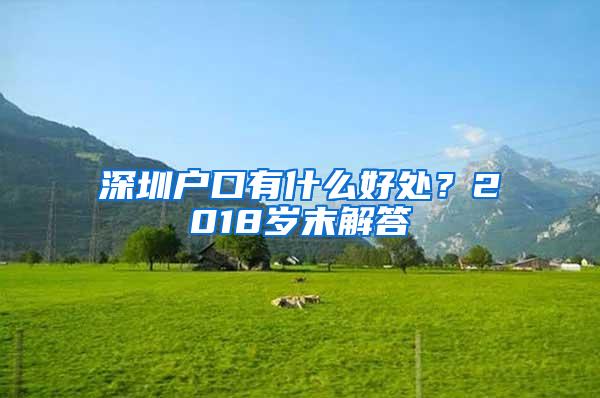 深圳户口有什么好处？2018岁末解答