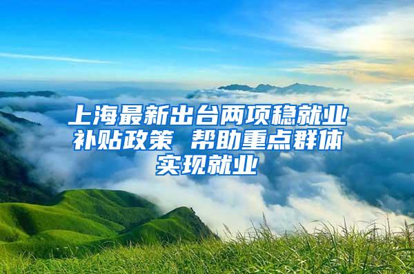 上海最新出台两项稳就业补贴政策 帮助重点群体实现就业