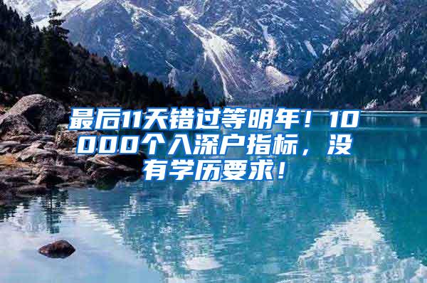 最后11天错过等明年！10000个入深户指标，没有学历要求！