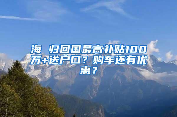 海 归回国最高补贴100万+送户口？购车还有优惠？