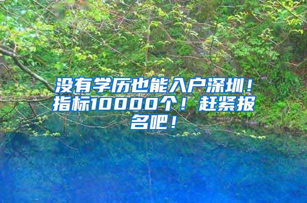 没有学历也能入户深圳！指标10000个！赶紧报名吧！