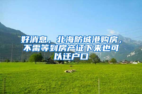 好消息，北海防城港购房，不需等到房产证下来也可以迁户口