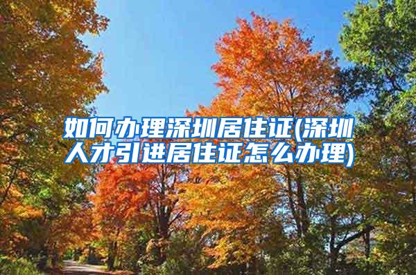 如何办理深圳居住证(深圳人才引进居住证怎么办理)