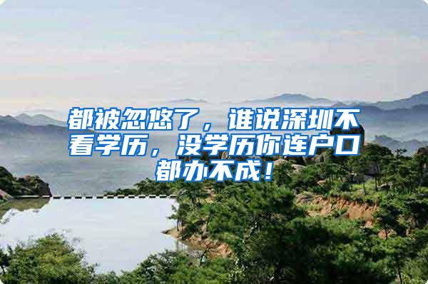 都被忽悠了，谁说深圳不看学历，没学历你连户口都办不成！