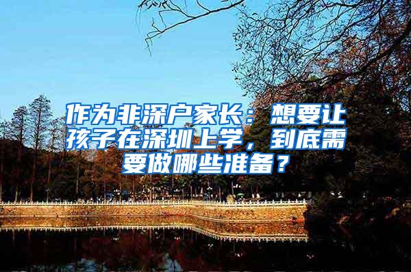 作为非深户家长：想要让孩子在深圳上学，到底需要做哪些准备？