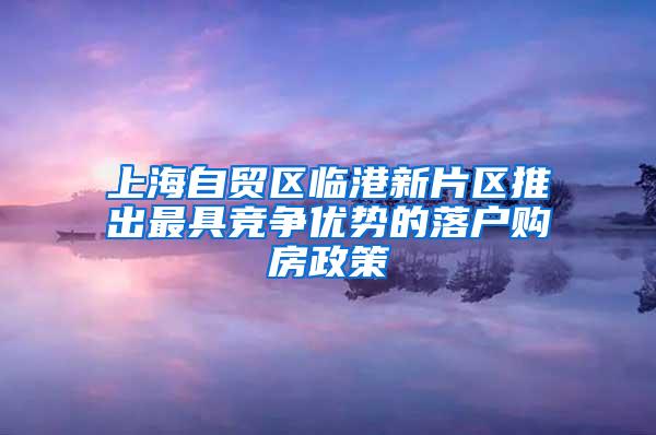 上海自贸区临港新片区推出最具竞争优势的落户购房政策