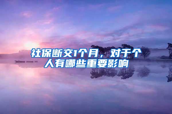 社保断交1个月，对于个人有哪些重要影响