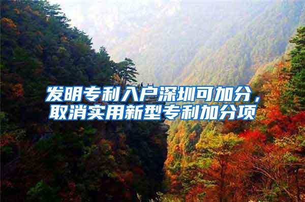 发明专利入户深圳可加分，取消实用新型专利加分项