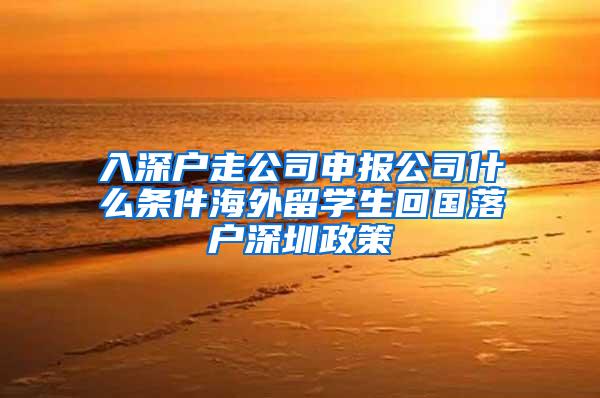 入深户走公司申报公司什么条件海外留学生回国落户深圳政策