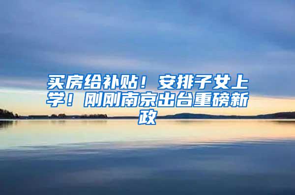 买房给补贴！安排子女上学！刚刚南京出台重磅新政
