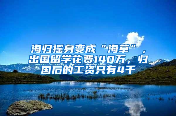 海归摇身变成“海草”，出国留学花费140万，归国后的工资只有4千