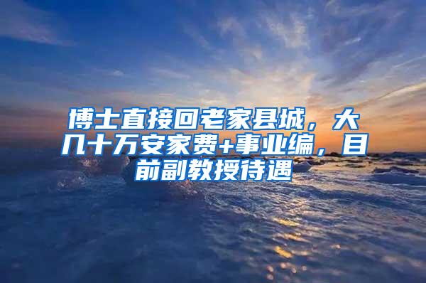 博士直接回老家县城，大几十万安家费+事业编，目前副教授待遇