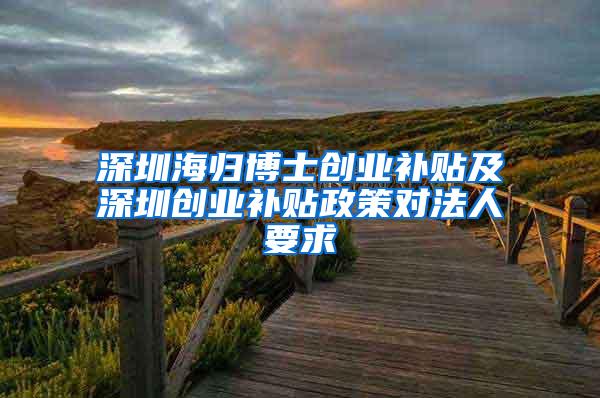深圳海归博士创业补贴及深圳创业补贴政策对法人要求
