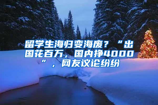 留学生海归变海废？“出国花百万，国内挣4000”，网友议论纷纷