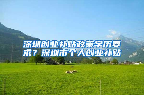 深圳创业补贴政策学历要求？深圳市个人创业补贴