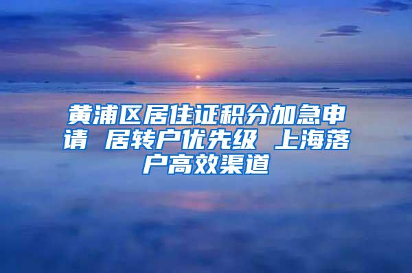 黄浦区居住证积分加急申请 居转户优先级 上海落户高效渠道