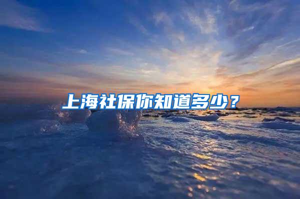 上海社保你知道多少？