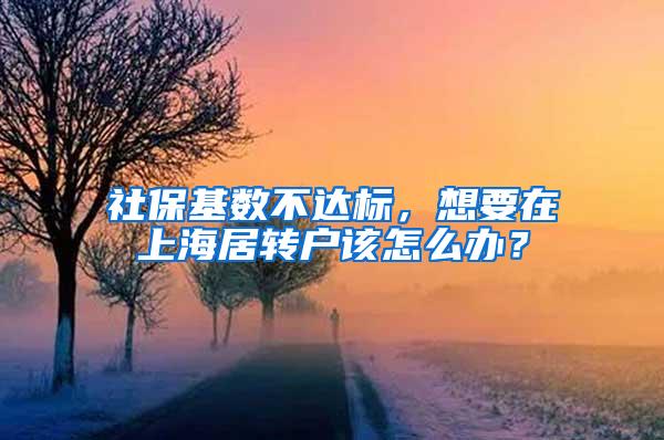 社保基数不达标，想要在上海居转户该怎么办？