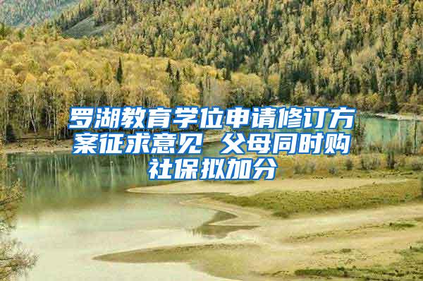 罗湖教育学位申请修订方案征求意见 父母同时购社保拟加分