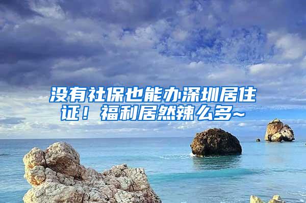 没有社保也能办深圳居住证！福利居然辣么多~