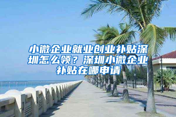 小微企业就业创业补贴深圳怎么领？深圳小微企业补贴在哪申请