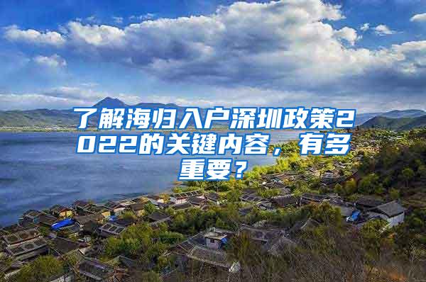 了解海归入户深圳政策2022的关键内容，有多重要？