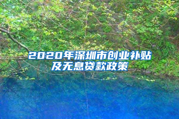 2020年深圳市创业补贴及无息贷款政策