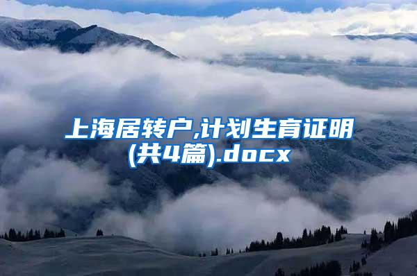 上海居转户,计划生育证明(共4篇).docx