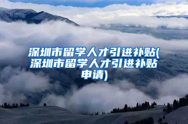 深圳市留学人才引进补贴(深圳市留学人才引进补贴申请)