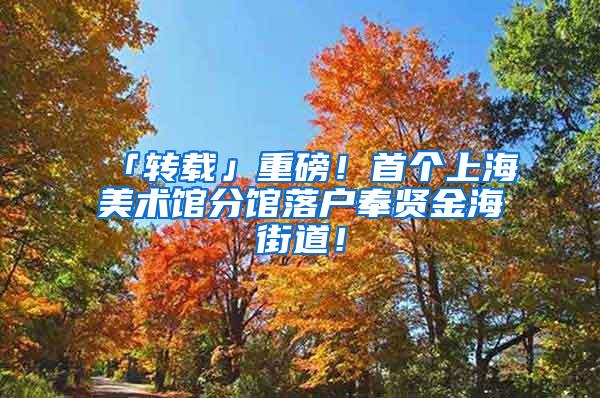 「转载」重磅！首个上海美术馆分馆落户奉贤金海街道！