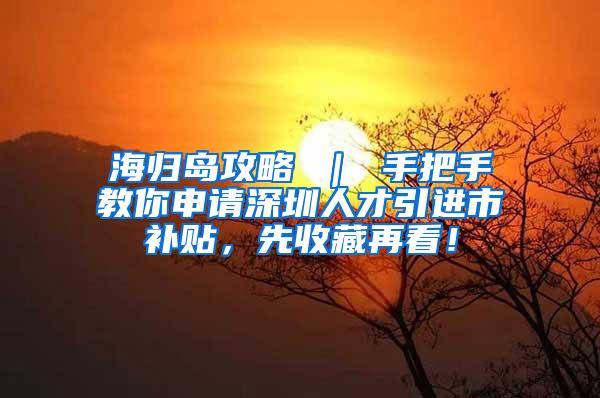 海归岛攻略 ｜ 手把手教你申请深圳人才引进市补贴，先收藏再看！