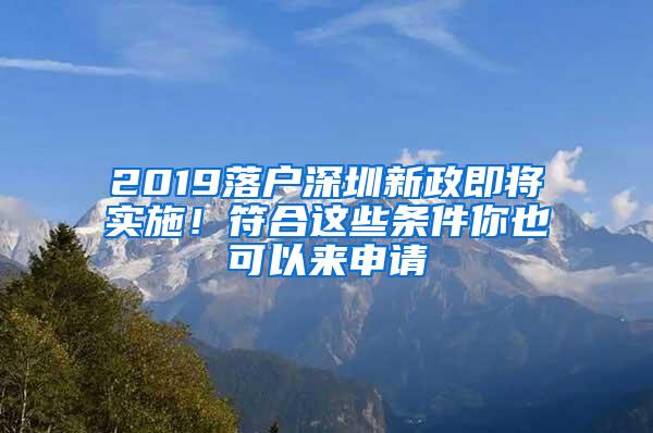 2019落户深圳新政即将实施！符合这些条件你也可以来申请