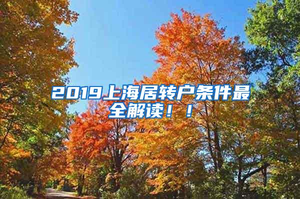 2019上海居转户条件最全解读！！