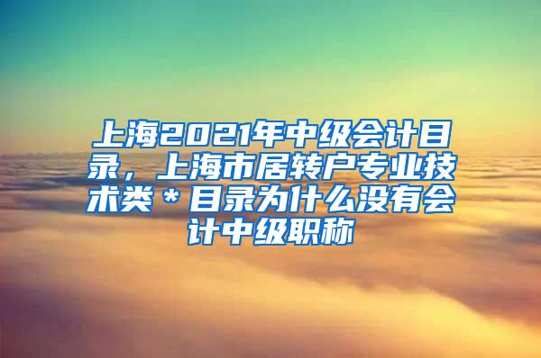 上海2021年中级会计目录，上海市居转户专业技术类＊目录为什么没有会计中级职称