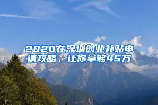 2020在深圳创业补贴申请攻略，让你拿够45万