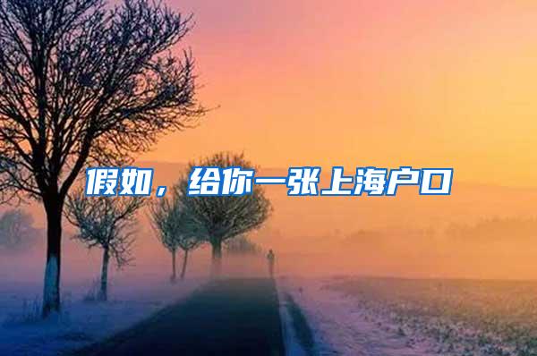 假如，给你一张上海户口