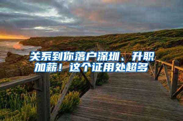 关系到你落户深圳、升职加薪！这个证用处超多
