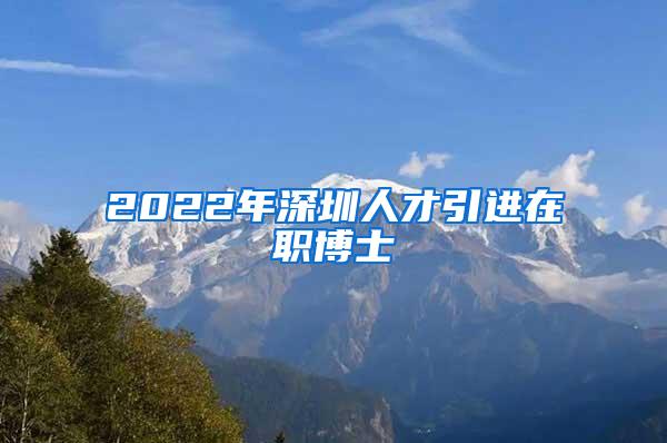 2022年深圳人才引进在职博士