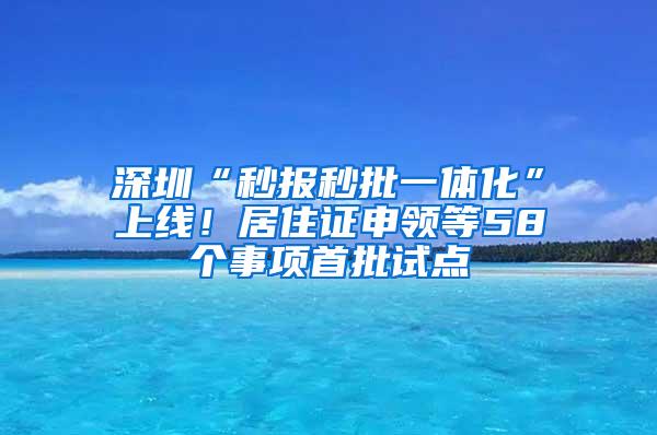 深圳“秒报秒批一体化”上线！居住证申领等58个事项首批试点