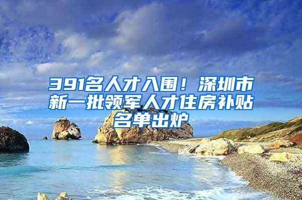 391名人才入围！深圳市新一批领军人才住房补贴名单出炉