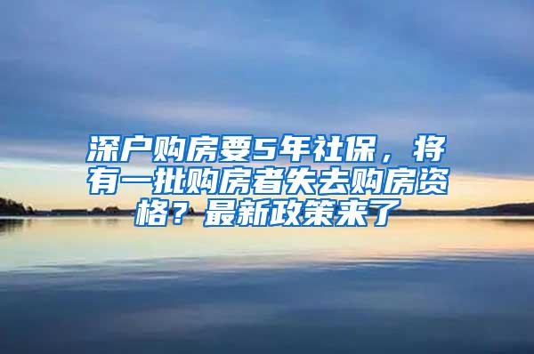 深户购房要5年社保，将有一批购房者失去购房资格？最新政策来了